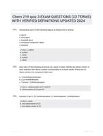 Chem 219 quiz 3 EXAM QUESTIONS (23 TERMS) WITH VERIFIED DEFINITIONS UPDATED 2024