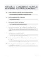 NUR166 Test 2 EXAM QUESTIONS (156 TERMS) WITH VERIFIED DEFINITIONS UPDATED 2024