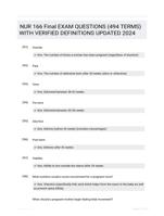 NUR 166 Final EXAM QUESTIONS (494 TERMS) WITH VERIFIED DEFINITIONS UPDATED 2024