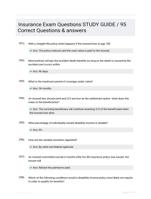 Insurance Exam Questions STUDY GUIDE / 95 Correct Questions & answers