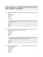 Exam questions complete 90 QUESTIONS  WITH 100% CORRECT  ANSWERS
