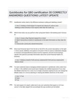 Quickbooks for QBO certification 30 CORRECTLY ANSWERED QUESTIONS LATEST UPDATE