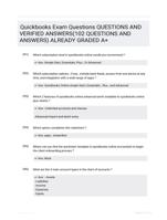 Quickbooks Exam Questions QUESTIONS AND VERIFIED  ANSWERS(102 QUESTIONS AND ANSWERS) ALREADY GRADED A+