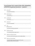Final (EXAM TEST (QUESTIONS AND  ANSWERS) UPDATED) Speaking Questions - espaol I