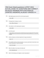 CRA Exam Detail questions LATEST 2024 ACTUAL EXAM 191 QUESTIONS AND CORRECT DETAILED ANSWERS WITH RATIONALES (VERIFIED ANSWERS) |ALREADY GRADED A+