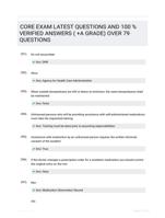 CORE EXAM LATEST QUESTIONS AND 100 % VERIFIED ANSWERS ( +A GRADE) OVER 79 QUESTIONS