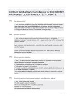 Certified Global Sanctions Notes 17 CORRECTLY ANSWERED QUESTIONS LATEST UPDATE