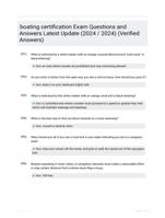 boating certification Exam Questions and Answers Latest Update (2024 / 2024) (Verified Answers)
