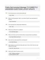 Publix Deli Assistant Manager 72 CORRECTLY ANSWERED QUESTIONS LATEST UPDATE