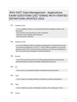 WGU D427 Data Management - Applications EXAM QUESTIONS (262 TERMS) WITH VERIFIED DEFINITIONS UPDATED 2024