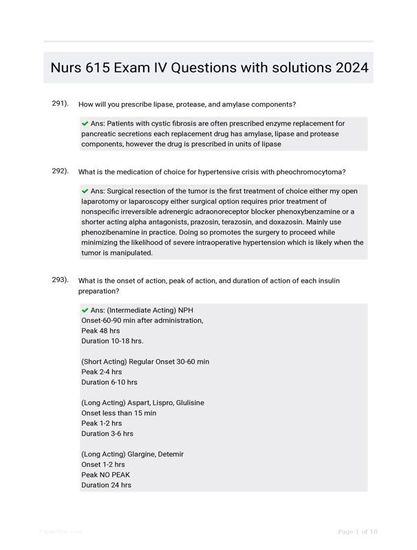 Nurs 615 exam iv questions with solutions 2024