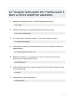 AST Surgical Technologist CST Practice Exam 1 100% VERIFIED  ANSWERS 2024/2025