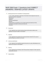 NUR 2500 Exam 1 Questions And CORRECT ANSWERS |  VERIFIED |LATEST UPDATE