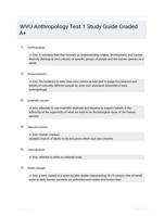 WVU Anthropology Test 1 Study Guide Graded A+