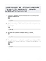 Systems Analysis and Design Final Exam Prep 118 QUESTIONS AND CORRECT ANSWERS LATEST (VERIFIED ANSWERS)