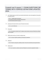 Funeral Law ll Lesson 1.1 EXAM QUESTIONS (38 TERMS) WITH VERIFIED DEFINITIONS UPDATED 2024