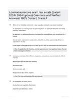 Louisiana practice exam real estate (Latest 2024/ 2024 Update) Questions and Verified Answers| 100% Correct| Grade A