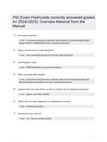 PSI (Exam Flashcards correctly answered graded A+ 2024/2025): Overview Material from the Manual