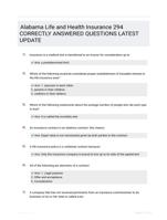 Alabama Life and Health Insurance 294 CORRECTLY ANSWERED QUESTIONS LATEST UPDATE