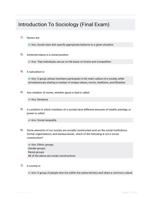 Introduction To Sociology (Final Exam)