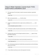Class D Water Operator License Exam TCEQ QUESTIONS & ANSWERS 2024