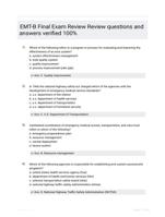 EMT-B Final Exam Review Review questions and answers verified 100%