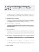NY Home Improvement Contractor Exam Studyguide - Questions & Answers (Rated A+) Best 2024
