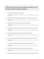CPR Practice Exam All Possible Questions and Answers with complete solution