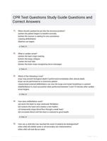 CPR Test Questions Study Guide Questions and Correct Answers