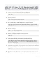 ASU BIO 181 Exam 3 | 100 Questions with 100% Correct Answers | Verified | Latest Update 2024
