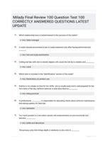 Milady Final Review 100 Question Test 100 CORRECTLY ANSWERED QUESTIONS LATEST UPDATE