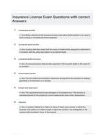 Insurance License Exam Questions with correct Answers