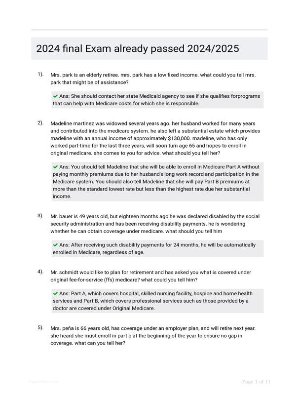 2024 Final Exam Already Passed 2024 2025