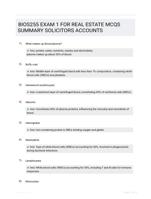 BIOS255 EXAM 1 FOR REAL ESTATE  MCQS SUMMARY SOLICITORS  ACCOUNTS
