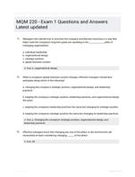 MQM 220 - Exam 1 Questions and Answers Latest updated