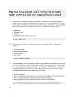 MN 566 Final EXAM QUESTIONS (50 TERMS) WITH VERIFIED DEFINITIONS UPDATED 2024