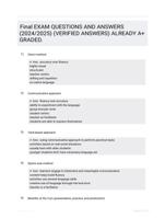 Final EXAM QUESTIONS AND ANSWERS (2024/2025) (VERIFIED ANSWERS) ALREADY A+ GRADED.