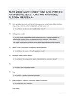 NURS 2030 Exam 1 QUESTIONS AND VERIFIED  ANSWERS(82 QUESTIONS AND ANSWERS) ALREADY GRADED A+