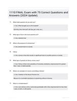 1110 FINAL Exam with 75 Correct Questions and Answers (2024 Update).