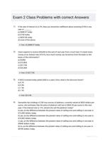 Exam 2 Class Problems with correct Answers