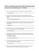 HVAC contractor exam test 6 80+ Questions and Answers Guaranteed pass A Graded