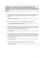 Network+ Chapter 9 EXAM QUESTIONS (20 TERMS) WITH VERIFIED DEFINITIONS UPDATED 2024