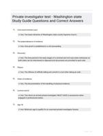 Private investigator test - Washington state Study Guide Questions and Correct Answers