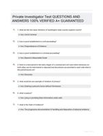 Private Investigator Test QUESTIONS AND ANSWERS 100% VERIFIED A+ GUARANTEED