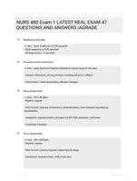 NURS 480 Exam 1 LATEST   REAL EXAM 47 QUESTIONS AND ANSWERS |AGRADE