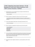 CCNA CyberOps Associate (Version 1.0) All Modules & Final Exam Study Questions with 100% Correct Answers | Verified