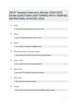 MCAT General Chemistry Review 2024-2025 EXAM QUESTIONS (434 TERMS) WITH VERIFIED DEFINITIONS UPDATED 2024