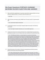 Bio Exam Questions PORTAGE LEARNING  MICROBIO 86 BIOD QUESTION AND  ANSWER