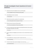 Private Investigator Exam Questions & Correct Solutions