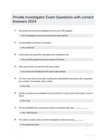 Private Investigator Exam Questions with correct Answers 2024